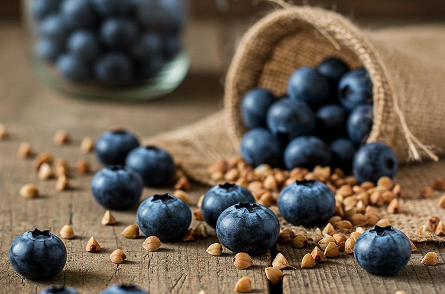Ingredienti: mirtilli e grano saraceno